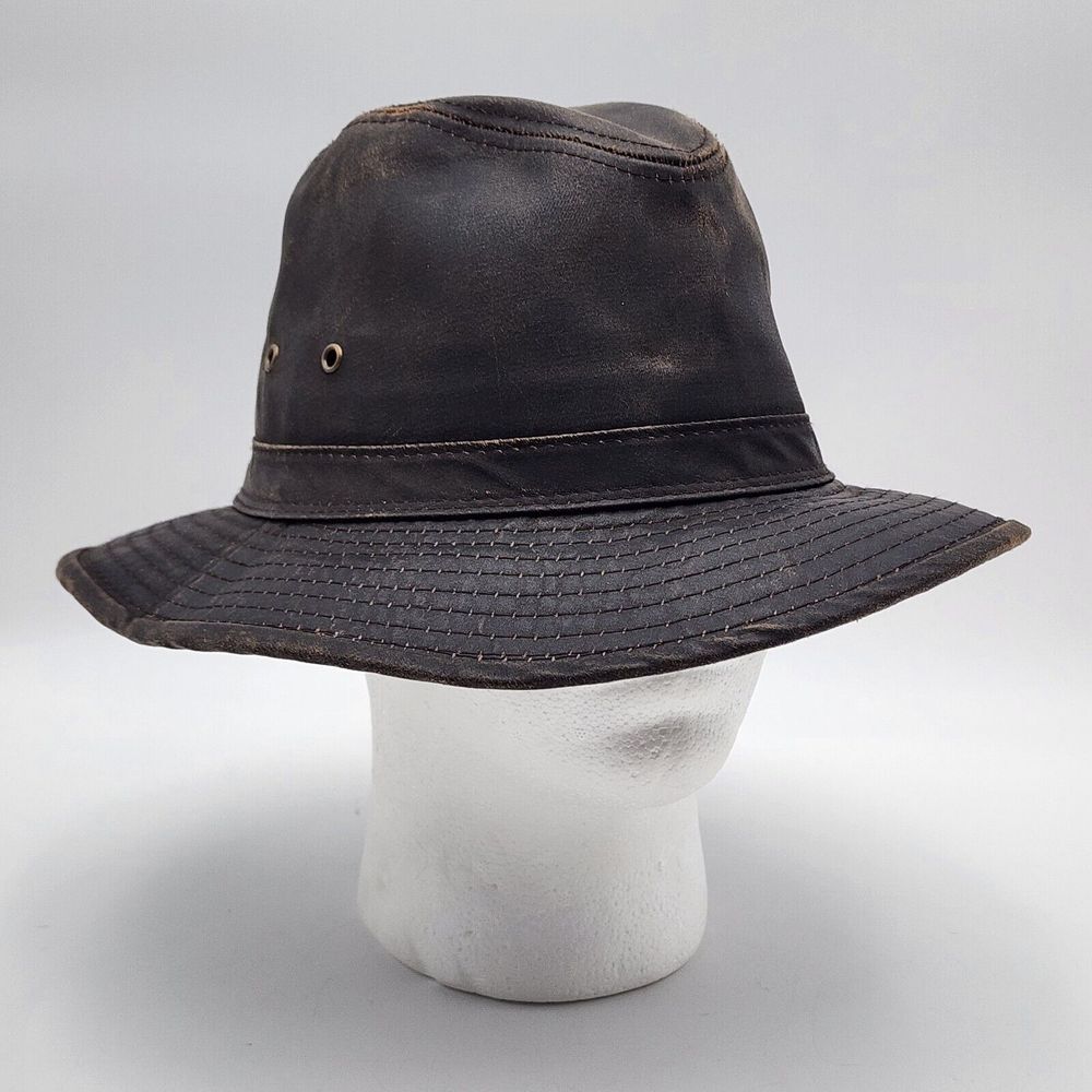 Dorfman Pacific Co Mens Outback Hat One Size Fishing Faux Leather Indiana Jones‎